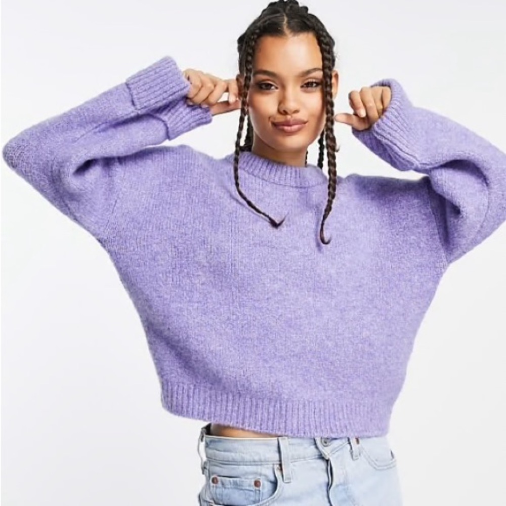 Small Lavender Crew Neck Boxy Sweater